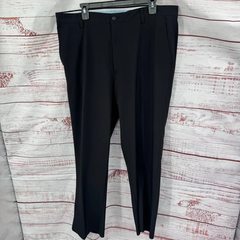 Footjoy Golf Pants Mens 38x32 Black Performance Flat Front Straight Leg Athletic